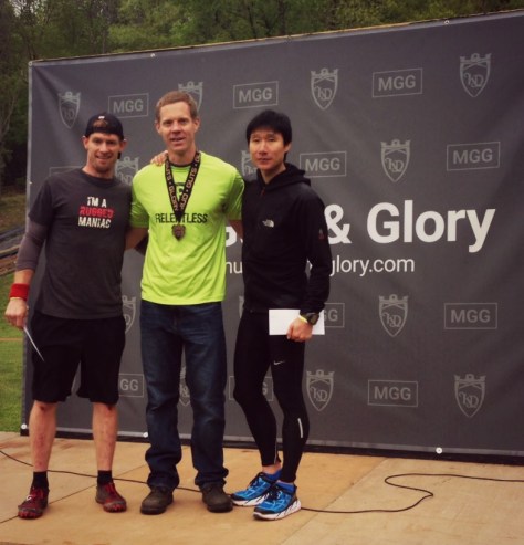 Mud Guts & Glory May 2016 podium